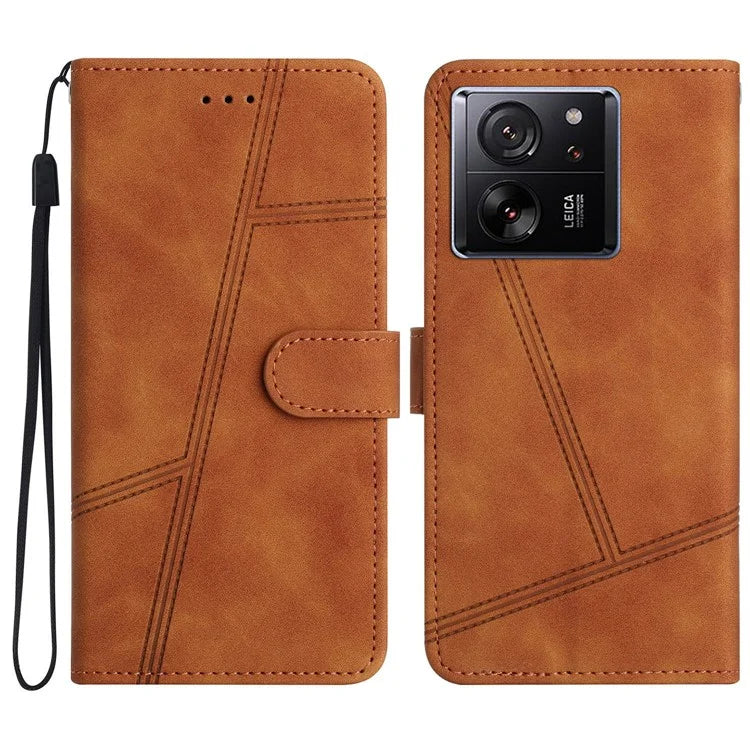 Skin-touch Shell for Xiaomi 13T / 13T Pro / Redmi K60 Ultra Cell Phone Cases Lines Imprinted Leather Cover