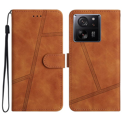 Skin-touch Shell for Xiaomi 13T / 13T Pro / Redmi K60 Ultra Cell Phone Cases Lines Imprinted Leather Cover