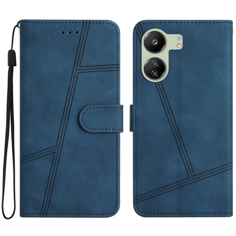 For Xiaomi Redmi 13C 4G / Poco C65 4G Anti-fall Cell Phone Cases Lines Imprinted Leather Cover