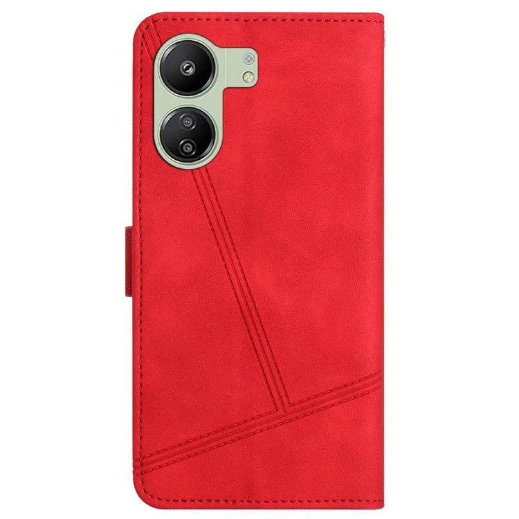 For Xiaomi Redmi 13C 4G / Poco C65 4G Anti-fall Cell Phone Cases Lines Imprinted Leather Cover