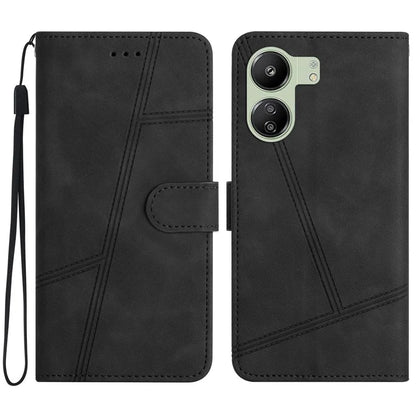 For Xiaomi Redmi 13C 4G / Poco C65 4G Anti-fall Cell Phone Cases Lines Imprinted Leather Cover