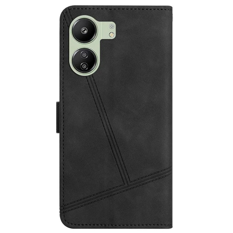 For Xiaomi Redmi 13C 4G / Poco C65 4G Anti-fall Cell Phone Cases Lines Imprinted Leather Cover