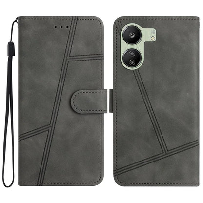 For Xiaomi Redmi 13C 4G / Poco C65 4G Anti-fall Cell Phone Cases Lines Imprinted Leather Cover
