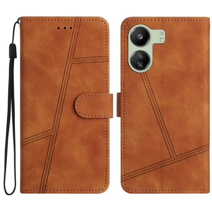 For Xiaomi Redmi 13C 4G / Poco C65 4G Anti-fall Cell Phone Cases Lines Imprinted Leather Cover