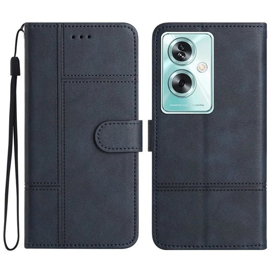 For Oppo A79 5G / A2 5G Leather Case Line Imprinted Phone Stand Cover