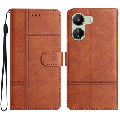 For Xiaomi Redmi 13C 4G / Poco C65 4G Case Line Imprinted Phone Wallet Cover
