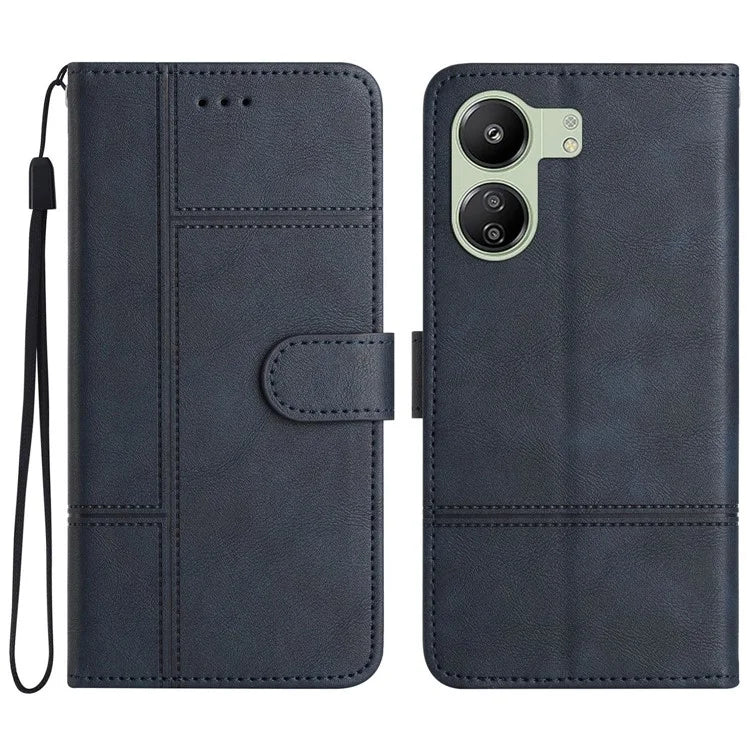 For Xiaomi Redmi 13C 4G / Poco C65 4G Case Line Imprinted Phone Wallet Cover