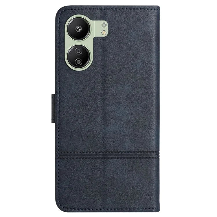 For Xiaomi Redmi 13C 4G / Poco C65 4G Case Line Imprinted Phone Wallet Cover