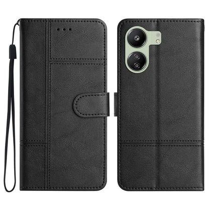 For Xiaomi Redmi 13C 4G / Poco C65 4G Case Line Imprinted Phone Wallet Cover