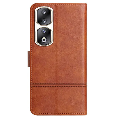 For Honor 90 Pro Case Line Imprinted Leather Phone Cover with Wallet Stand