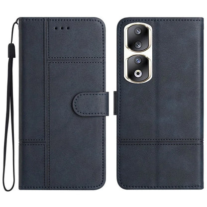 For Honor 90 Pro Case Line Imprinted Leather Phone Cover with Wallet Stand