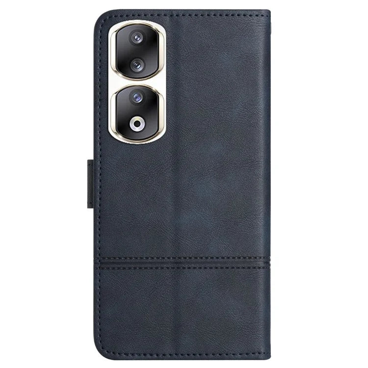 For Honor 90 Pro Case Line Imprinted Leather Phone Cover with Wallet Stand