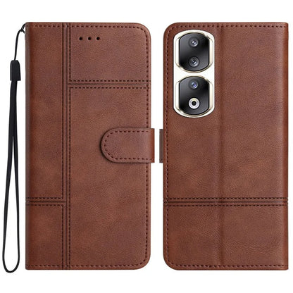 For Honor 90 Pro Case Line Imprinted Leather Phone Cover with Wallet Stand