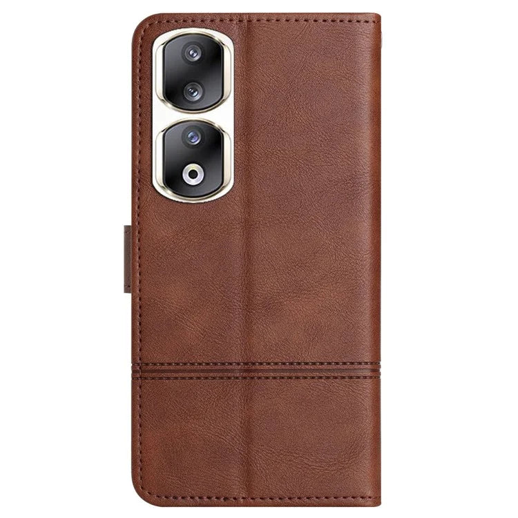 For Honor 90 Pro Case Line Imprinted Leather Phone Cover with Wallet Stand