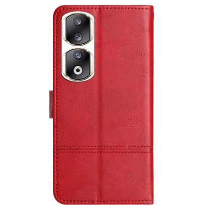 For Honor 90 Pro Case Line Imprinted Leather Phone Cover with Wallet Stand