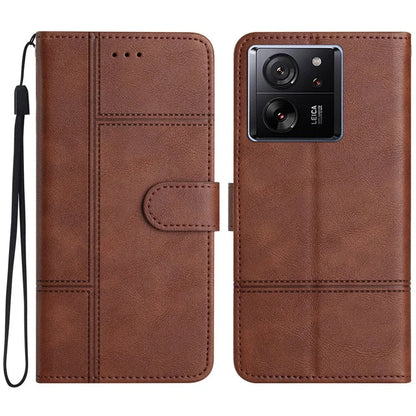For Xiaomi 13T / 13T Pro / Redmi K60 Ultra Case Line Imprinted Wallet Phone Leather Cover