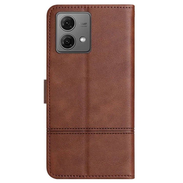 For Motorola Moto G84 5G Leather Case Wallet Stand Cowhide Texture Phone Cover