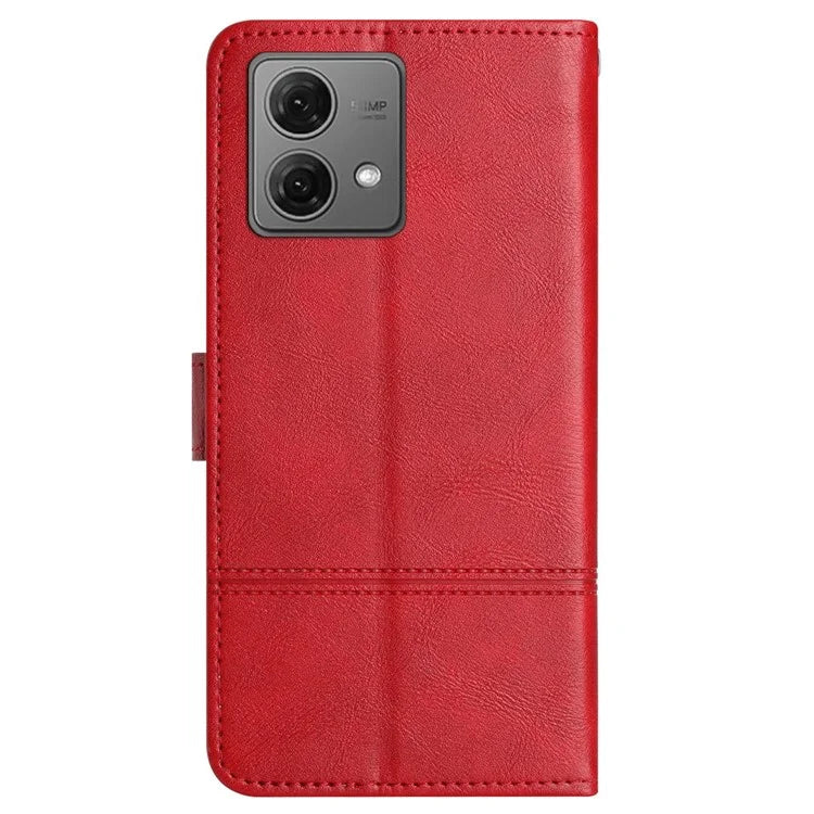 For Motorola Moto G84 5G Leather Case Wallet Stand Cowhide Texture Phone Cover