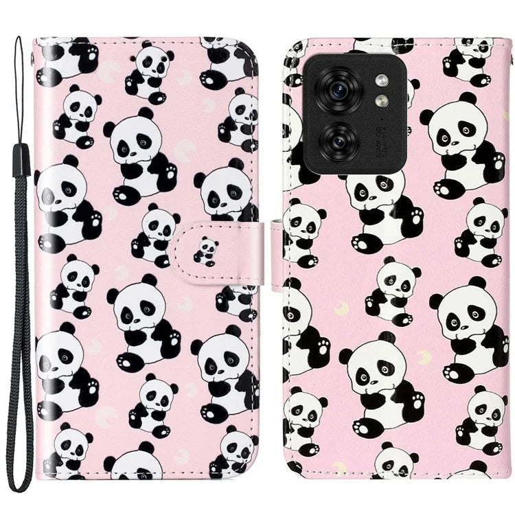 For Motorola Edge 40 5G Cell Phone Case Leather Pattern Printed Flip Stand Cover