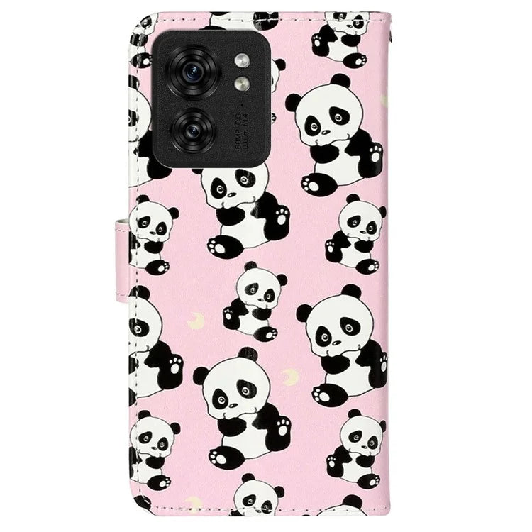 For Motorola Edge 40 5G Cell Phone Case Leather Pattern Printed Flip Stand Cover