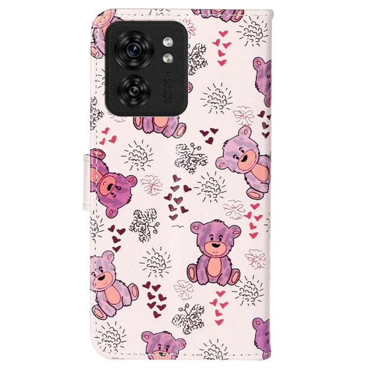 For Motorola Edge 40 5G Cell Phone Case Leather Pattern Printed Flip Stand Cover