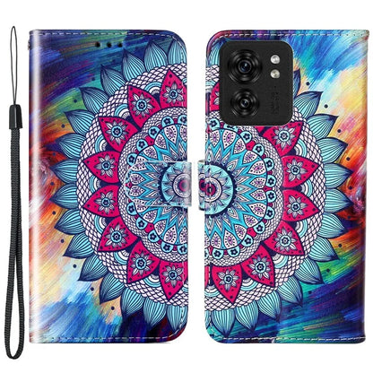 For Motorola Edge 40 5G Cell Phone Case Leather Pattern Printed Flip Stand Cover
