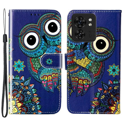 For Motorola Edge 40 5G Cell Phone Case Leather Pattern Printed Flip Stand Cover