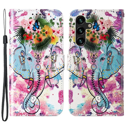 For Samsung Galaxy A05s 4G Phone Case PU Leather Pattern Printed Flip Stand Cover Elephant