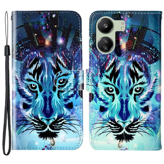Phone Case For Xiaomi Redmi 13C 4G / Poco C65 4G Shell Leather Pattern Printed Card Slot Protective Cover