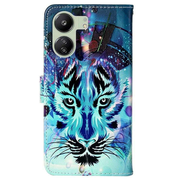 Phone Case For Xiaomi Redmi 13C 4G / Poco C65 4G Shell Leather Pattern Printed Card Slot Protective Cover