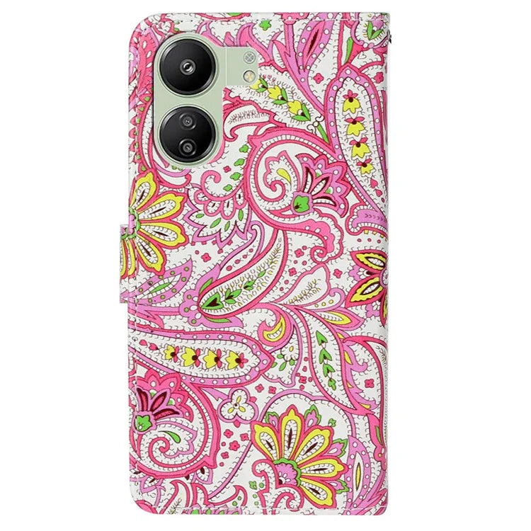 Phone Case For Xiaomi Redmi 13C 4G / Poco C65 4G Shell Leather Pattern Printed Card Slot Protective Cover