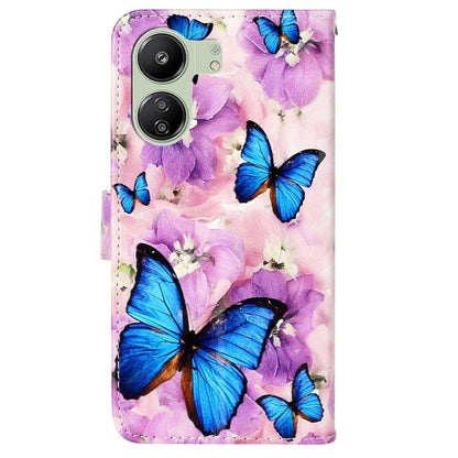Phone Case For Xiaomi Redmi 13C 4G / Poco C65 4G Shell Leather Pattern Printed Card Slot Protective Cover