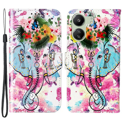 Phone Case For Xiaomi Redmi 13C 4G / Poco C65 4G Shell Leather Pattern Printed Card Slot Protective Cover