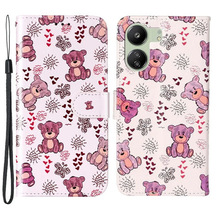 Phone Case For Xiaomi Redmi 13C 4G / Poco C65 4G Shell Leather Pattern Printed Card Slot Protective Cover