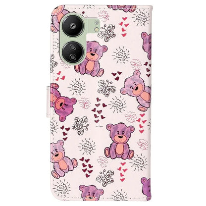Phone Case For Xiaomi Redmi 13C 4G / Poco C65 4G Shell Leather Pattern Printed Card Slot Protective Cover