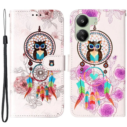 Phone Case For Xiaomi Redmi 13C 4G / Poco C65 4G Shell Leather Pattern Printed Card Slot Protective Cover