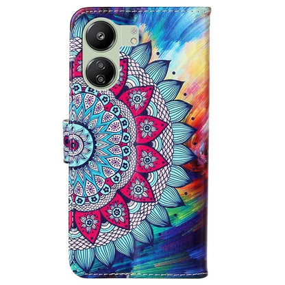 Phone Case For Xiaomi Redmi 13C 4G / Poco C65 4G Shell Leather Pattern Printed Card Slot Protective Cover