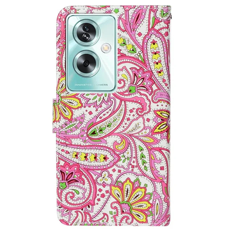 For Oppo A79 5G / A2 5G Case PU Leather+TPU Pattern Printed Flip Stand Phone Protector