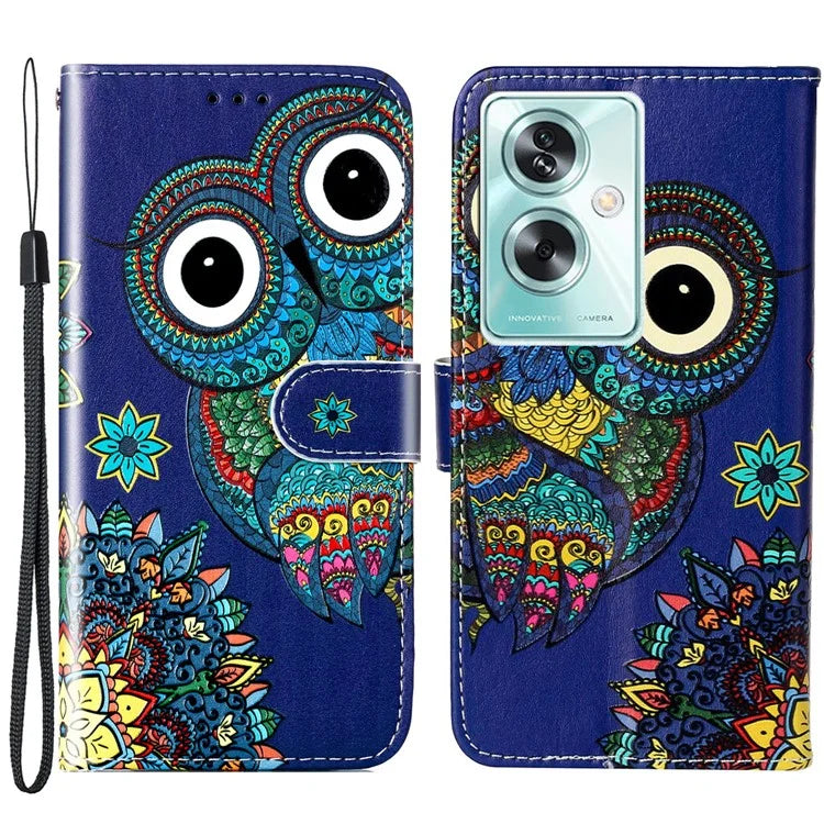 For Oppo A79 5G / A2 5G Case PU Leather+TPU Pattern Printed Flip Stand Phone Protector