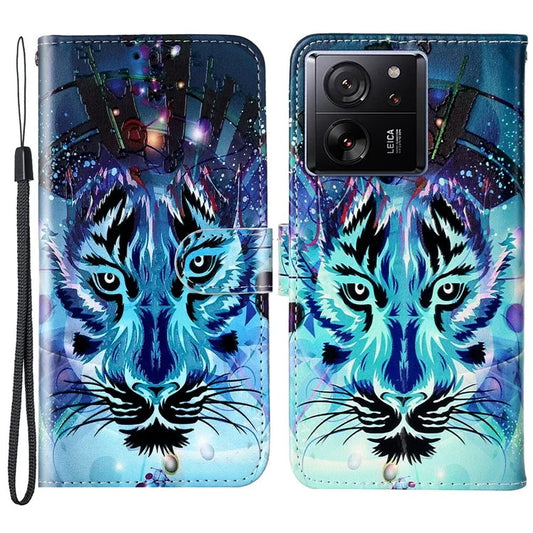 For Xiaomi 13T / 13T Pro / Redmi K60 Ultra Case Pattern Printed Flip Stand Phone Protective Cover with Wrist Strap