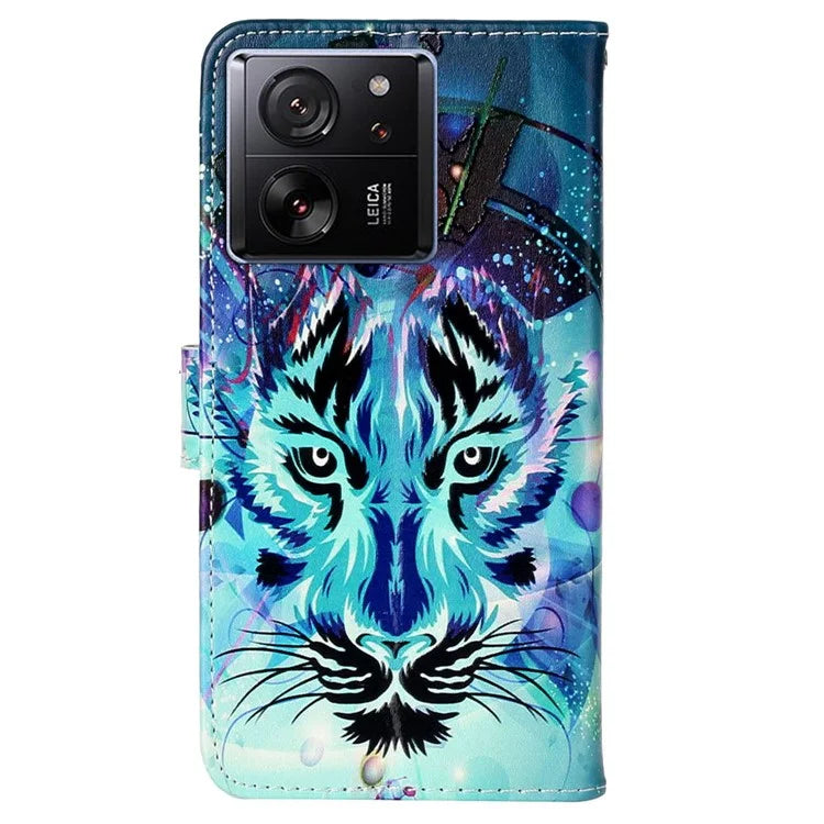 For Xiaomi 13T / 13T Pro / Redmi K60 Ultra Case Pattern Printed Flip Stand Phone Protective Cover with Wrist Strap