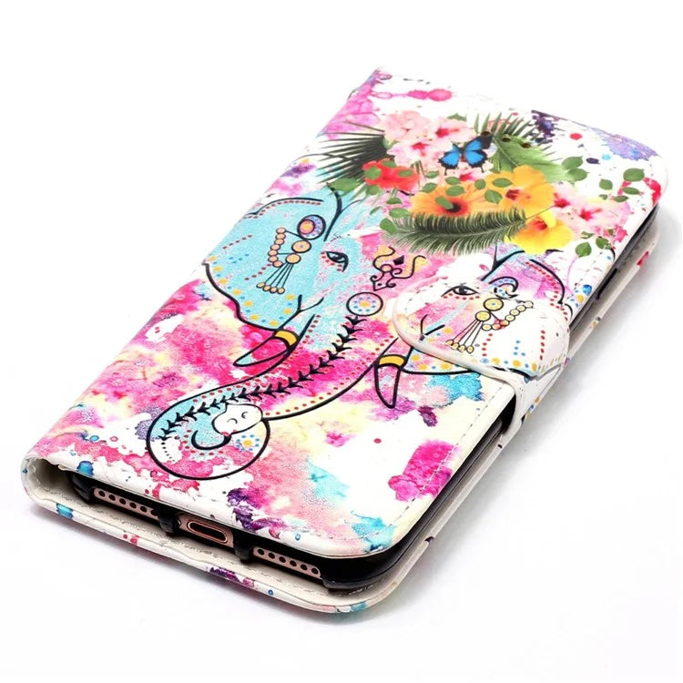 For Xiaomi 13T / 13T Pro / Redmi K60 Ultra Case Pattern Printed Flip Stand Phone Protective Cover with Wrist Strap Elephant