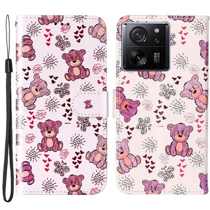 For Xiaomi 13T / 13T Pro / Redmi K60 Ultra Case Pattern Printed Flip Stand Phone Protective Cover with Wrist Strap