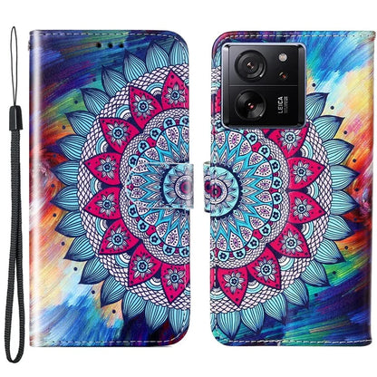 For Xiaomi 13T / 13T Pro / Redmi K60 Ultra Case Pattern Printed Flip Stand Phone Protective Cover with Wrist Strap