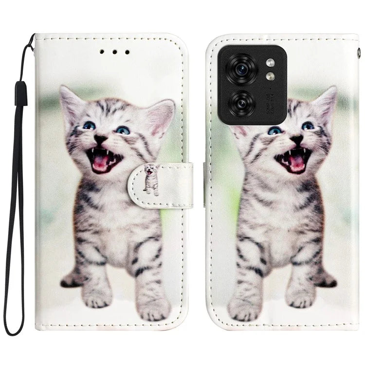 For Motorola Edge 40 5G Case Pattern Printing Folio Stand Phone Cover with Magnetic Clasp