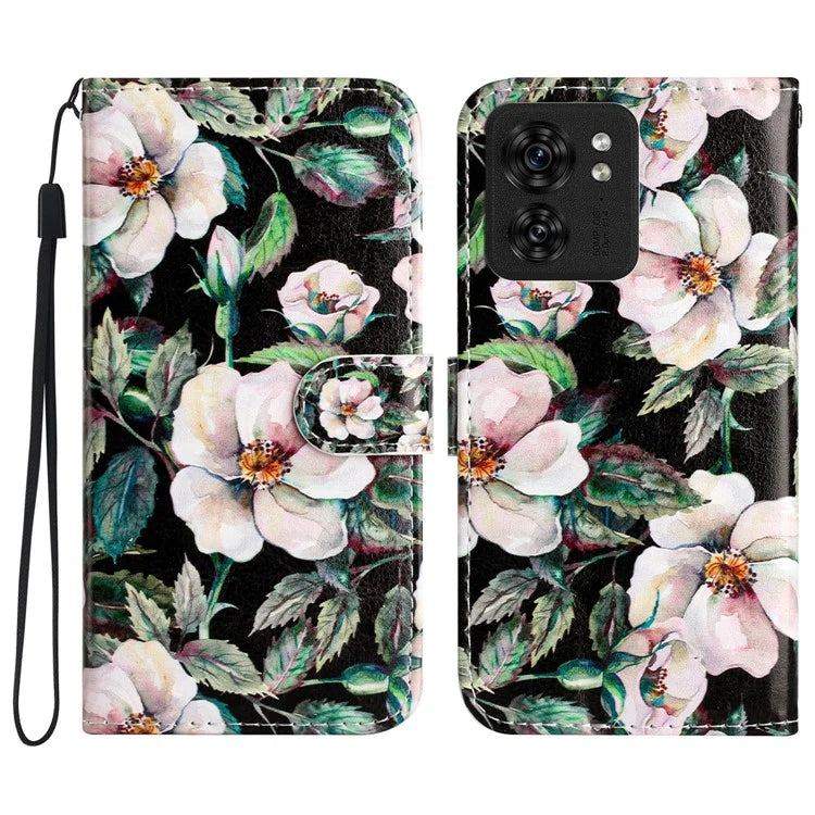 For Motorola Edge 40 5G Case Pattern Printing Folio Stand Phone Cover with Magnetic Clasp