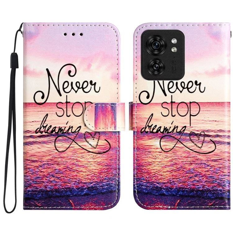For Motorola Edge 40 5G Case Pattern Printing Folio Stand Phone Cover with Magnetic Clasp