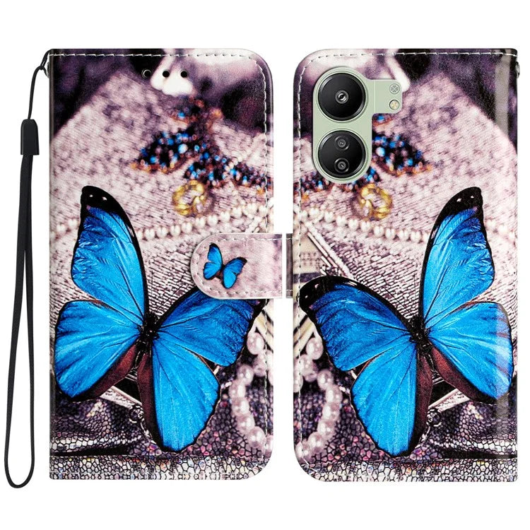 For Xiaomi Redmi 13C 4G / Poco C65 4G Case PU Leather Cover with Pattern Printing