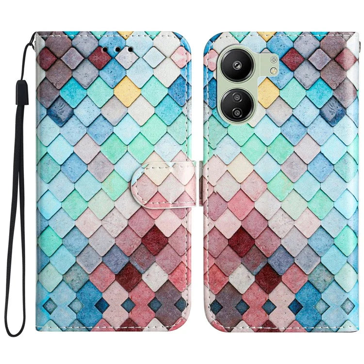 For Xiaomi Redmi 13C 4G / Poco C65 4G Case PU Leather Cover with Pattern Printing