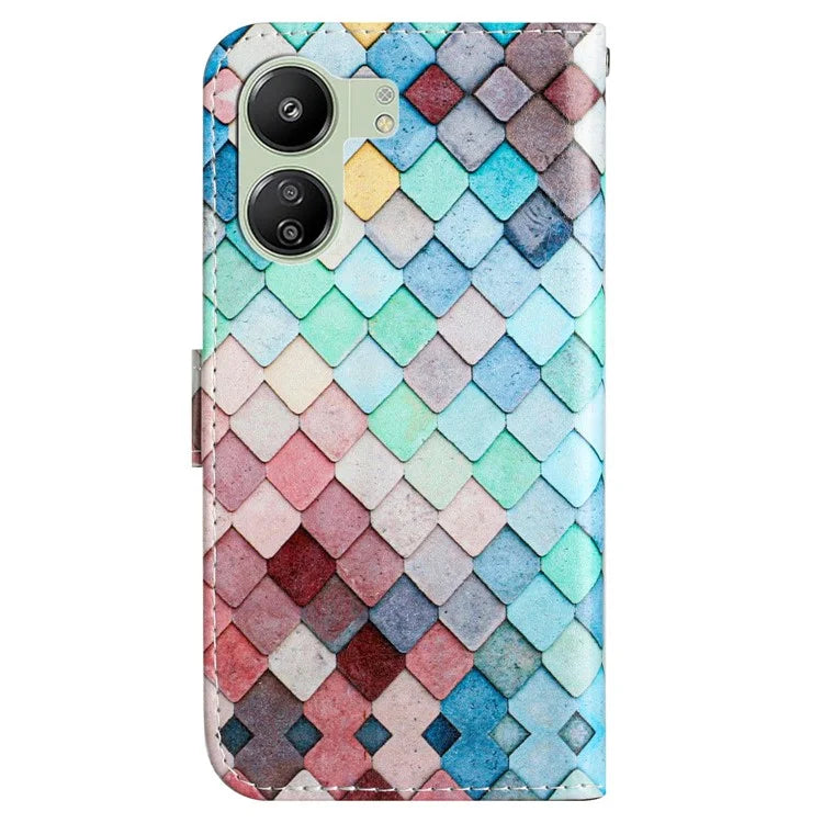 For Xiaomi Redmi 13C 4G / Poco C65 4G Case PU Leather Cover with Pattern Printing